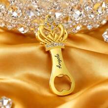 Customized Text Logo Crown Bottle Opener, Engagement/Groomsman/Bridesmaid Gift, Bachelor Party Gift, Birthday Gift, Zinc Alloy Engraved Gift, Creative Beverage Soda Bottle Opener, Special Gift For Him/Her, Anniversary Gift, Best Wedding Bottle Opener - Multicolor - View 6