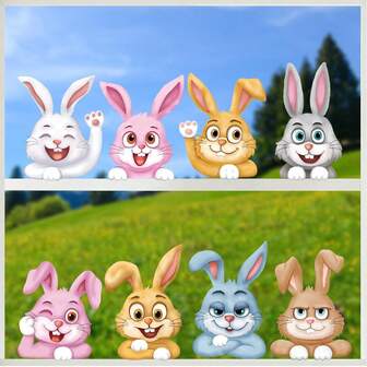 1 Set (8pcs/9pcs) Cute Rabbit Series Window Stickers, DIY Removable Static Cling Decals, Suitable For Spring Bedroom, Living Room, Balcony And Display Window Decoration