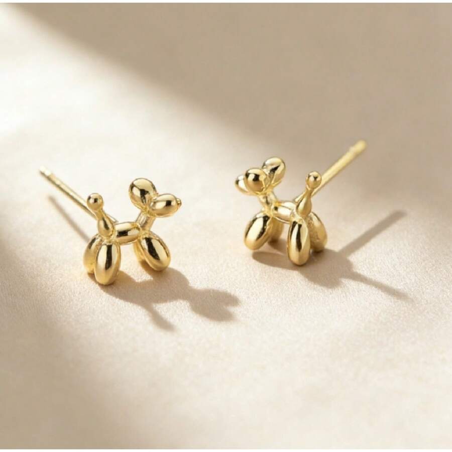 [Creative Balloon Dog Earrings] Fashionable Creative Balloon Dog Alloy Stud Earrings, Versatile Gifts For Friends - Vàng - Xem 1