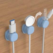 1pc,Rotatable Cable Organizer That Can Rotate 360°. Available In Black, White, Orange And Blue, This Adhesive-Type Organizer Can Be Stuck To Desktops Or Walls For Cable Management.