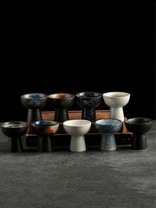 1pc White Star Dotted Ceramic Ice Cream Cup, Yogurt Cup, Japanese Ice Cream Ball Cup, Creative Dessert Baking Cake Bowl, Dessert Pedestal Dish - Multicolor - View 1