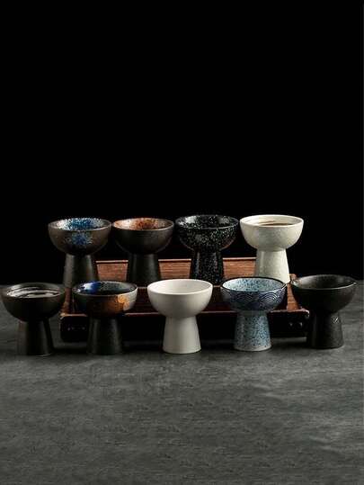 1 st vit stjärnprickig keramisk glasskopp, yoghurtkopp, japansk glassbollkopp, kreativ dessertbakningsskål, dessertpiedestal