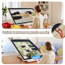 Wooden Multifunctional Rotating Puzzle Board For 1500-Piece Puzzles, 35-Inch Portable Puzzle Table With 4 Sorting Trays, Easy Storage, Suitable For Adults And Kids, Ideal Birthday, Christmas, Halloween & New Year Gift For Mom And Friends - 黃色 - 查看 2