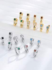 1 chiếc khuyên mũi tròn bằng bạc Sterling S925 đính đá Zirconia, sang trọng và lấp lánh, đính đá Zirconia, đa năng, thích hợp đeo hàng ngày, món quà tuyệt vời nhất dành cho bạn gái, mẹ, chị gái. - phụ kiện bông tai đơn - Xem 5
