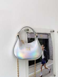 1pc Girls Solid Color PU Zipper Closure Fashion Handbag With Chain Strap, Suitable For Daily Use All Seasons - A - View 11