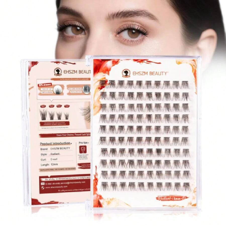 Upgraded,12 Lash Clusters Wispy D Curl With No Plastic Feel,Natural Cluster Eyelash Extensions,Ultra-Soft Individual Lashes With Thin Band,Long-Lasting And New Comfort -Radiant Style[],38505214 - French Floral - 查看 1