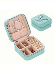 1pc Letter Jewelry Box, Leather Jewelry Travel Storage Case, Christmas Gift For Mom, Bridesmaid Personalized Gift, Valentine's Day Gift, Gift For Her, Bridesmaid Gift - Multicolor - View 72