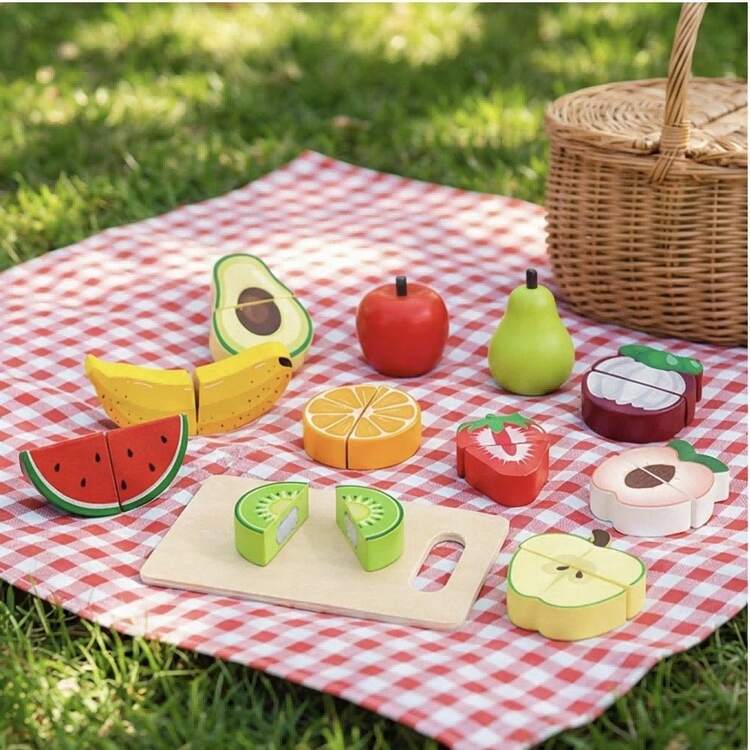Colorful Wooden Pretend Food Cutting Toy Set - Fun Early Learning Activity Suitable For Kids, Boys And Girls, Great For Halloween And Christmas Gifts, Improve Fine Motor Skills, Play Food Toys - Multicolor - View 4