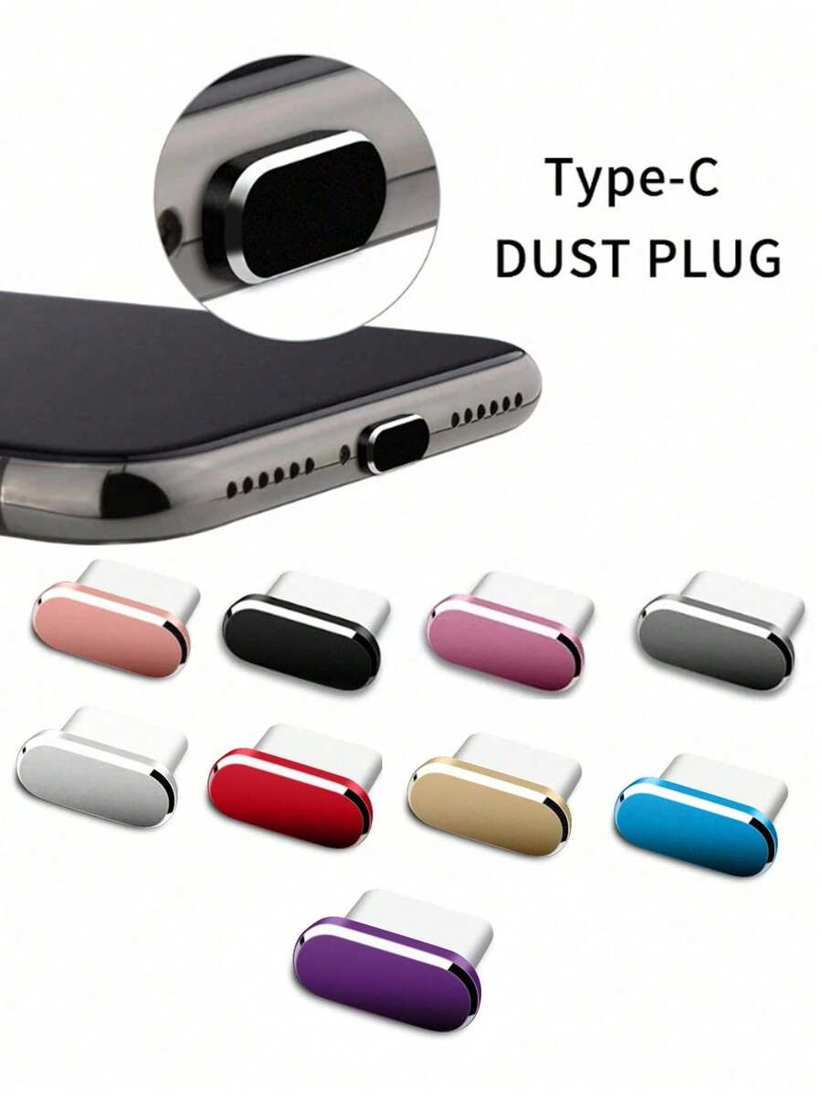 1入組Type-C USB數據口防塵塞,手機充電口、電源連接器,帶有光澤面處理的金屬防塵塞 - 彩色 - 查看 1