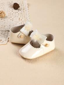 0-1 Year Old Infant Girls' Bow Decor Fashionable Cute Versatile Soft Bottom Princess Walking Shoes, Spring/Autumn - Apricot - View 5