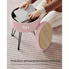 SONGMICS Puff Alenaje Baúl Alenaje Taburete de Tocador Banco Alenaje Redondo 39 x 44.1 cm Asiento Acolchado Rosa Jalea MLOM002R01 - Multicolor - Ver 6