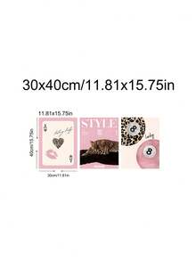 3 piezas Cuadros de arte de pared con estampado de leopardo y guepardo, impresiones de bolas de billar con suerte, pinturas en lienzo de estilo rosa femenino, decoración de lujo y estética, arte de pared de leopardo rosa para dormitorio de niña, apartamento, dormitorio, decoración de sala de estar, oficina, cocina, arte de pared, decoración de pared, decoración del hogar, decoración de habitación, arte en lienzo, carteles, arte de pared con marco, marco opcional - Multicolor - Ver 17