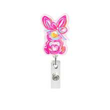 1个复活节兔子彩蛋蝴蝶结伸缩徽章夹，旋转式证件卡夹，适用于医生、护士、办公室职员、派对、返校必备、复活节徽章 - 彩色 - 查看 16
