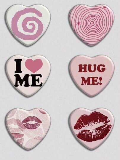 하트 모양 배지, 클래식 & 패셔너블 배지/브로치, 2D 플랫 디자인, 고품질 금속 액세서리, 옷, 모자, 배낭 장식에 적합, 친구, 급우, 동료 및 가족 구성원을 위한 재미있는 휴일 선물