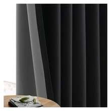 102 Inch Long Curtains 2 Panel- Linen Blackout Curtains, Light Blocking Thermal Insulated Drapes For Bedroom, Living Room - Black - 如圖627 - 查看 3