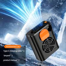 [Summer Cooling Gadget] Waist Clip Fan, Portable USB Rechargeable, Military Green/Vibrant Orange Options, Clip & Press For Instant Cooling, Hands-Free! Multi-Functional Design Can Be Worn On Waist, Neck, Handheld, Or Clipped On Desk, 4 Wearing Modes, Also Features LED Lighting For Nighttime Use. Suitable For: High-Temperature Outdoor Work, Outdoor Sports & Fitness, Summer Commuting, Travel & Camping - Multicolor - View 3
