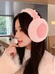 1pc New Women's Suede Ear Muffs, Winter Style With Warm Lining, Suitable For Cycling, Keeps Ears Warm And Protected From Cold, White Ear Muffs - Multicolor - View 9