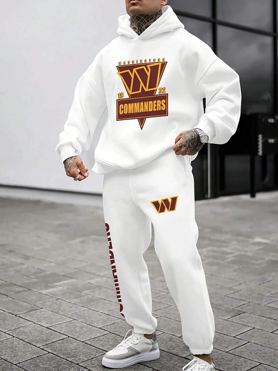 Washi-Ngton Commanders Casual Hoodie Jogging Sweatpants Tracksuit Set, Football Team Men's Tracksuit Set, Men's Game Day Hoodie Set - 彩色 - 查看 1