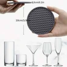 6pcs Drink Coasters Set With Holder, Heat-Resistant Silicone Material, Protect Tabletop, Suitable For Any Type Of Table Including Wood And Stone, Dishwasher , Non-Slip Design, Fit Various Drink Cup Sizes - Multicolor - View 3