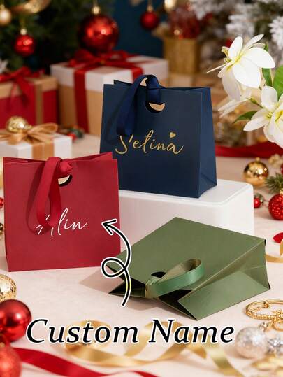 1 szt. Torba prezentowa z personalizacją, możliwość personalizacji Twoim imieniem, elegancka torba na zakupy, ekskluzywna torba papierowa do pakowania biżuterii, torba do przechowywania szminek i akcesoriów, torba na pamiątkę ślubną, odpowiednia na święta, urodziny, imprezy, wesela, odpowiedni prezent urodzinowy, prezent na Walentynki, torba do pakowania prezentów na Ramadan, torby do pakowania prezentów dla par