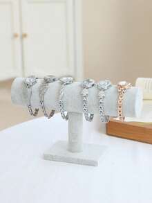 1pc T-Shaped Velvet Jewelry Display Stand, Elegant Necklace, Bracelet And Pendant Organizer, Fashionable Home/Office Storage Rack, Perfect For Women's Desk, Ideal Valentine's Gift, Essential Travel Accessory, Dorm Room Storage Solution, Versatile And Practical Jewelry Holder For Various Occasions - Multicolor - View 6