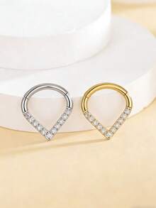 1件装高段氧化锆医用钢鼻环耳环鼻中隔环16G 1.2MM厚8mm/10mm内径氧化锆棒粗鼻环耳环时尚穿刺饰品 - 鑲鑽 - 查看 3