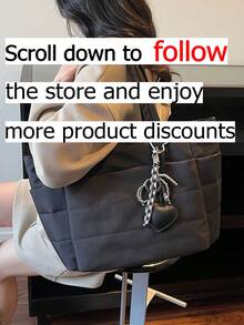 Nuevo bolso de mano blanco clásico y multifuncional de moda, diseño simple, detalles acolchados, diseño de asa superior dual para hombro, bolso de hombro elegante para damas, adecuado para n - Negro 3 - Ver 3