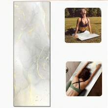1pc 71*22inch Yoga Mat, Gray & Gold Marble Pattern Non-Slip Durable Extra Wide & Thick Fitness Mat, Home & Professional Beginner Yoga Training Mat - Gray-gold Marble Pattern - View 6
