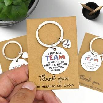 10pcs Stainless Steel Keychain With Inspirational Teamwork Quotes - Colorful Motivational Keychains, 10 Keychains + 10 Thank You Cards, "Thank You For Your Support", "We Are An Awesome Team" - Suitable For Team Building, Employee Appreciation Gifts, New Employee Welcome Gifts, Corporate Giveaways, Fashionable Keychain, Durable Keychain, High-Quality Metal, Slogan Keychain, Office Team, Corporate Staff