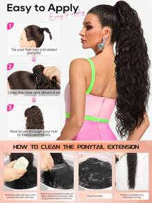 30-Inch Clip-On Ponytail Wig, Wavy And Voluminous Long Curly Wig, Synthetic Fiber High Ponytail, Cornrow Perm Ponytail,Suitable For Women's Parties,Holiday Gift,Music Festival,Party Hair Accessories, Ideal For Daily Wear, Salon Use, Cosplay, Wedding, Y2K, Lolita, JK, Suitable For Thin Hair, Beginners And All Skin Tones,New Year And Valentine's Day Gift Giving,Hair Decoration - Multicolor - View 9