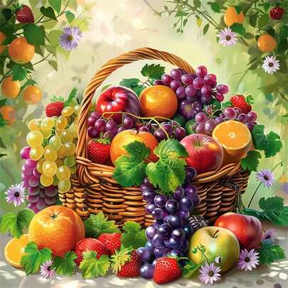 5D DIY钻石画水果水钻全圆钻马赛克篮子十字绣家居装饰