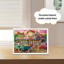 1000片杂货店拼图，成人款，便携式DIY墙饰，生动的乡村风景，完美的圣诞礼物或家居/办公室装饰，38厘米 x 26厘米（14.96英寸 x 10.24英寸），中等难度，混合颜色 - 彩色 - 查看 8