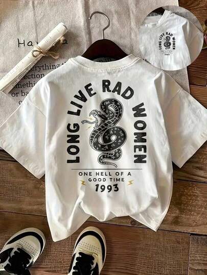 大码时尚波西米亚风舒适彩色女式T恤“Viva La Woman”赋能女性休闲T恤