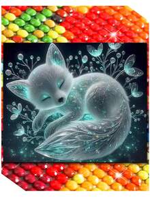 5D Diamond Art Kits For Adults Beginners, Cute Fox Diamond Painting Kits, DIY Full Round Drill Paint By Diamonds Dot Gem Art For Adults, Home Wall Decor - Multicolor - View 1