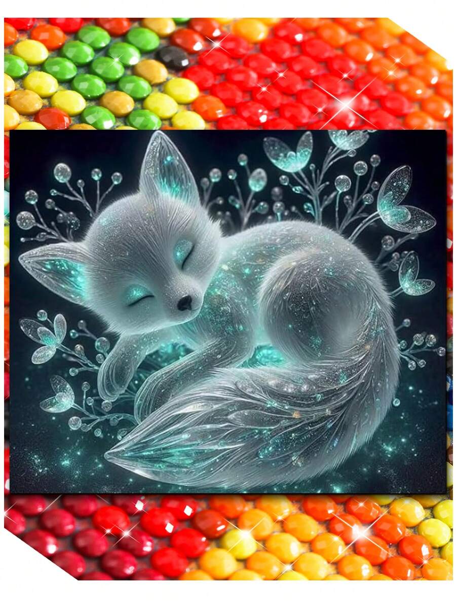 5D Diamond Art Kits For Adults Beginners, Cute Fox Diamond Painting Kits, DIY Full Round Drill Paint By Diamonds Dot Gem Art For Adults, Home Wall Decor - Multicolor - View 1