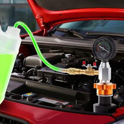 Radiator Vacuum Refill Kit, Automotives Cooling System Vacuum & Purge Fill Tool With Gauge, Portable Radiator Coolant Filling Kit With Toolbox, Universal Fit For Most Cars Van SUVs And Trucks