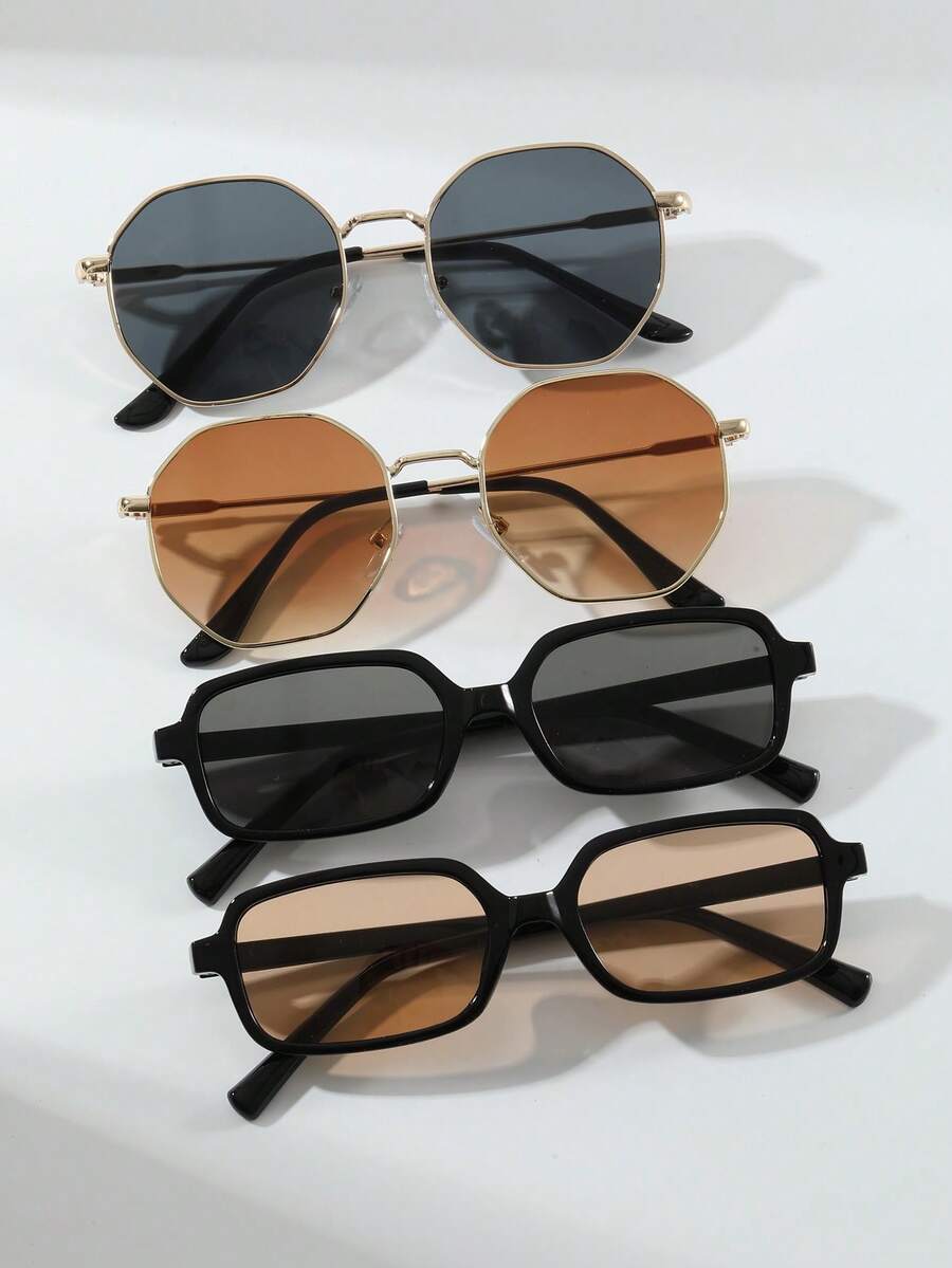 4pcs Women's Metal Geometric Frame Fashion Vintage Shades - For Street Photography, Beach Vacay Casual & Daily Outfits | Fashion Accessory - Multicolor - View 1