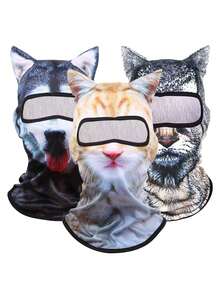 1pc Funny 3D Animal Balaclava Unisex Full Face Ski Mask UV Protection Breathable Windproof Soft Neck Gaiter Husky White Cat Grey Cat Tiger Winter Balaclava Summer Sunscreen Hood Halloween Costume Christmas Gift Birthday Gift Men Women Teens Skiing Riding Cycling Camping Hiking Beach Party Outdoor - Multicolor - View 14