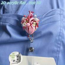 2D粉色爱心可伸缩胸牌夹 - 亚克力材质，适用于医生、注册护士、执业护士及其他医务人员 - 非常适合医院工作、节日礼物、独立日庆祝活动、护士用品、学生、返校季、学习用品、办公用品、配饰、女孩礼物、团队礼物、女孩配饰 - 粉色 - 查看 10