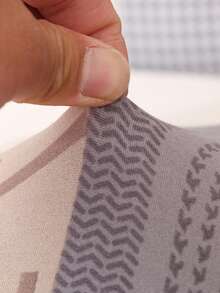 1pc Geometric Pattern Sofa Cover With Skirt Elasticity, Fully Wrapped Polyester Fiber Sofa Cover, Knitted Milk Silk, Suitable For All Seasons - Mauve Purple - View 9