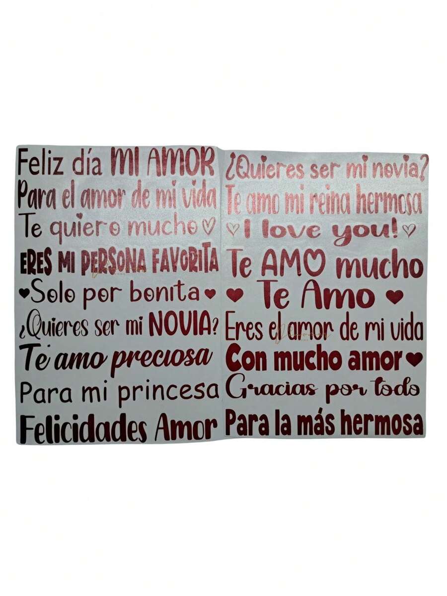 12 Vinyl Ribbon Stickers - Love And Friendship - Assorted Phrases - Party Decorations - Bouquets For Ribbons - Love - I Love You - Party - Bouquets - Friendship - 紅色 - 查看 1