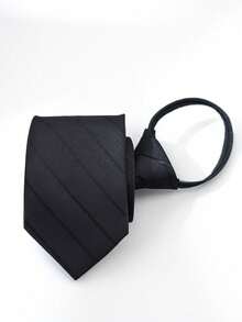 1条男士领带，黑色条纹商务领带，懒人拉链条纹领带，适合作为情人节礼物和日常穿着。 - A - 查看 10