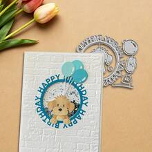 1个圆形生日快乐金属切割模具，DIY工艺工具，适用于剪贴簿、相册、卡片和家居装饰 - 非常适合节日祝福和手工制作