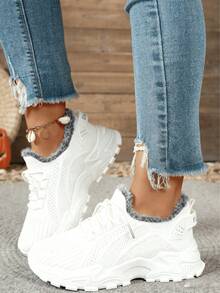 2026 Winter New Style Snow Boots, Fur-Lined Sneakers - Warm Plush Knit Casual Walking Shoes, Lightweight And Non-Slip Outdoor Winter Shoes, Suitable For Women's Commuting To Work, And A Must-Have Boot For Women's Valentine's Day Outfits,Comfortable And Versatile Black Snow Boots For Winter Vacation Trips - trắng - Xem 3