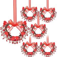 Valentine's Day Red & Pink Heart Shaped Artificial Flower & Berry Candle Wreath, Tabletop Centerpiece Candle Holder - Multicolor - View 5