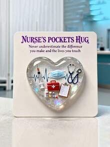 一套护士口袋拥抱卡，心形励志摆件，带激励卡片的拥抱纪念品，适合家居节日装饰、房间装饰、朋友礼物、感谢医护人员和护士的礼物 - 彩色 - 查看 5