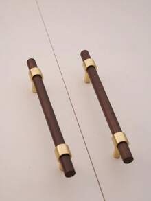 1个黄铜和胡桃木材质的抽屉拉手 - 彩色 - 查看 7