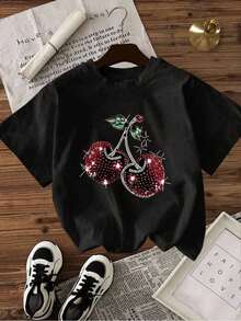 Glitter Butterfly Insect Print Casual None Rhinestone - Black-yH09 - View 2