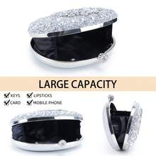 Women's Clutch Bag For Parties, Silver Glitter, Handbag, Wedding - Y1007 - View 4