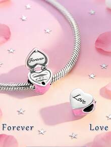 1 件原创设计银色串珠心形吊坠盒，可打开，粉色首饰盒造型，适用于手链。闪亮银色，镌刻“Forever & Love”（永恒与爱），内含迷你仿立方氧化锆。亮丽粉色珐琅饰面，兼容大多数串珠手链。亲肤材质，易于佩戴。这款迷人的配饰能够表达浪漫情怀，非常适合日常佩戴，或作为礼物送给喜爱可爱、有意义的珠宝的特别之人。 - 銀色 - 查看 8